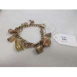 A 9ct curblink charm bracelet with a selection of 9ct charms, 50g