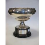 A 1923 presentation silver standing bowl on wood stand