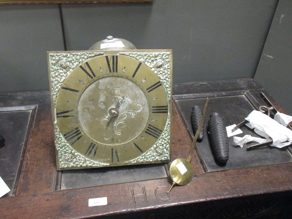 Thos Andrews Steyning, a brass 10 inch dial 30 hour clock movement with outside countwheel