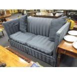 A pair of blue upholstered Knole sofas, 200cm wide