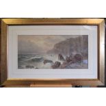 J. Elliott, seascape, watercolour, signed and dated 1869, 25 x 50cm