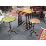 A mahogany nest of tables and two small occasional tables (3)