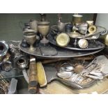 An Elkington silver plate tray, together with various silver plated items, including a silver