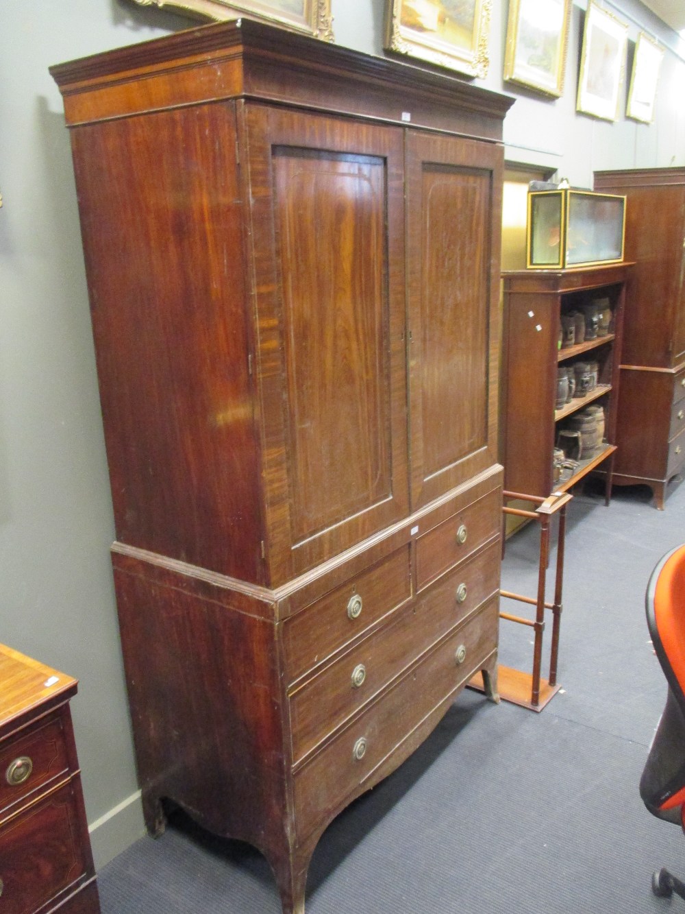 A Regency mahogany press, 210 x 121 x 60cm