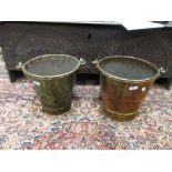 A pair of polished brass fire buckets stamped H E Bombay (2)