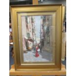 G. Pipini (Italian 20th century) a pair of Italian street scenes with figures, oil on canvas 42 x