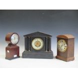 Three various mantel clocks, including one late Victorian black marble case clock (3)