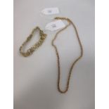 A 9ct gate link bracelet and a 9ct rope twist chain (27g)