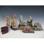 A collection of soapstone carvings
