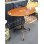 A 19th century occasional table, the oval top with shell pattern, 76cm wide
