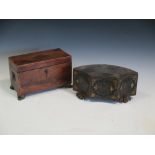 A Chinese lacquer and a George III specimen wood tea caddy