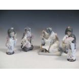 Five Lladro figures of Gheisha girls, 20 cm high (5)