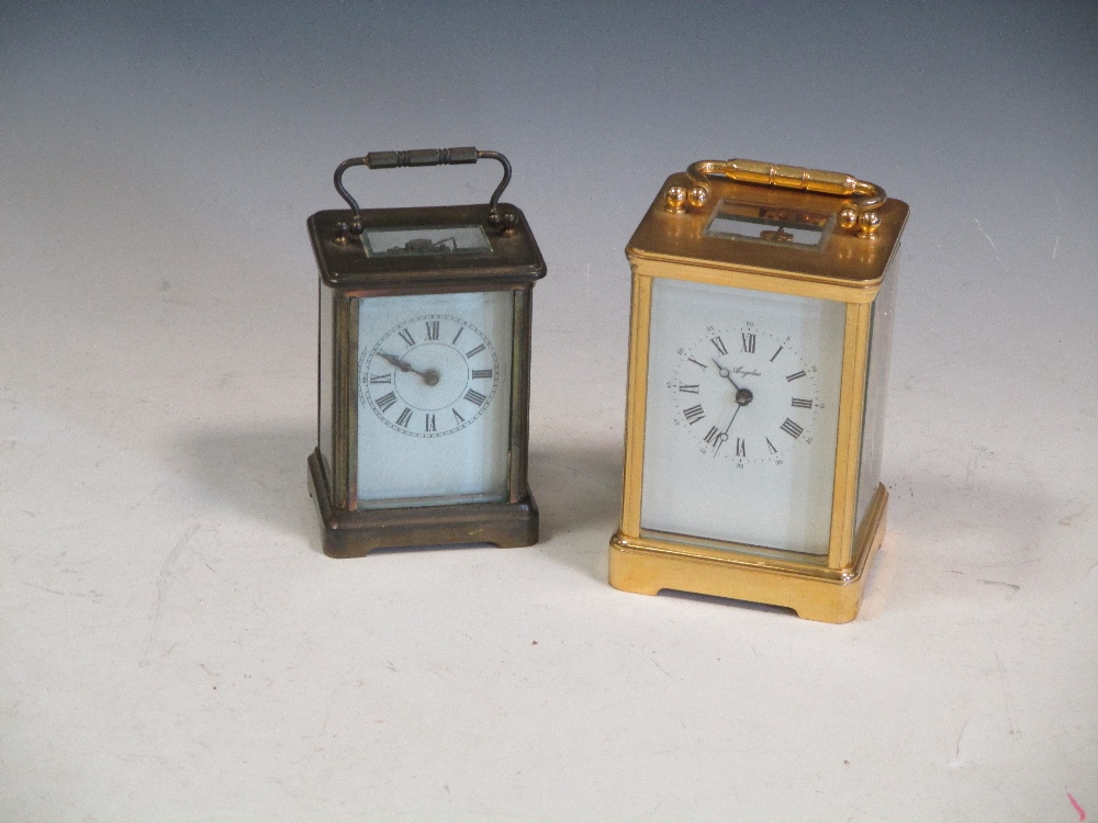 A 20th century 'Angelus' brass cased carriage clock together with another
