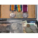 A quantity of loose old coins and an album together with WWI medal trio to 8940 Pte Binge c.gds to