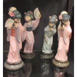 Four Lladro figures of Gheisha girls tallest 29cm