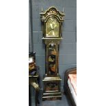 A Chinese black lacquered longcase clock, modern, 174cm high