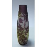 A Gallé cameo glass Wisteria vase, overlaid and acid-etched with wisteria and signed in cameo 18½