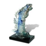 § Alessandro Barbaro for Murano, a stylised glass model of a horse's head, with deep wheel cut