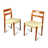 Nils Jonsson for Troeds, a set of six teak Garmi dining chairs, the shaped bar backs and re-