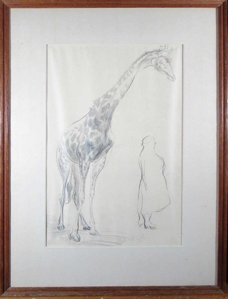 § Gertrude Hermes (British, 1901-1983) Giraffe and admirer signed centre bottom "Gertrude Hermes / - Image 2 of 2