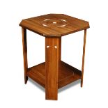 An early 20th century inlaid occasional table, the square top with canted corners and rosewood