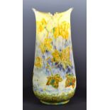 Daum Frères, an unusual Falling Maple leaf cameo glass vase, overlaid and acid etched with