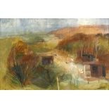 § Mary Hoad (British, 1908-1968) Chicken farm signed lower right "Mary Hoad" oil on board 37 x