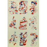 § Jean Dubuffet (French, 1901-1985) Red, blue, white, lithograph on card, 81 x 57 cm