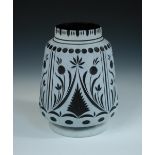 A Thomas Webb cameo glass vase by George Pope, with stylistic geometric floral design, inscribed