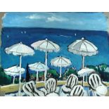 § John Pawle (British, 1915-2010) Parasols, South of France signed lower left "Pawle" gouache 40 x