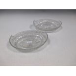 A pair of 19th century cut glass shallow oval bowls 25cm long