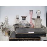 A Collection of small silver items and silver mounted cut glass jars