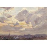 John Macwhirter, RA (Scottish, 1839-1911) Two distant views of Edinburgh one signed lower left "