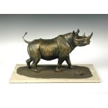 Tim Nicklin, (Kenyan, 20th century), a 'polybronze' model of a Rhino bull, the resin and bronze
