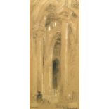 Albert Goodwin, RWS (British, 1845-1932) Monreale, Sicily - Church Interior signed lower right "