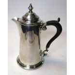 A silver hotwater jug, by Harrison Brothers and Howson, Sheffield 1928, of tapering cylindrical form