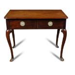 A George II style mahogany side table, 18th century and later, fitted two small drawers with later