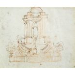 Follower of Filippo Juvarra (Italian, 1678-1736) Design for a classical temple in an ornamental