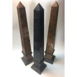 A pair of polished agate obelisks and another, of typical form (3) 71cm (28in)