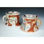 Two similiar 19th century Mason's cider jugs, of faceted tapering form, decorated with chinoiserie