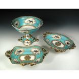 A 19th century Copeland and Garrett porcelain dessert service, printed and painted with pattern