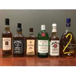 Mixed spirits. 12 bottles including Courvoisier Millennium (1 litre), vodka, whiskey etc (12)