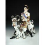 A large Meissen figure of Count Brühl's Tailor, late 19th century, after the 18th century model by