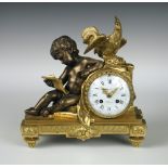 A. Beurdeley Fils a Paris, a French 19th century bronze and ormolu mantel clock, the 10.5cm signed