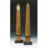 A good pair of polished agate obelisks, of typical form raised on stepped plinth bases (2) 71cm (