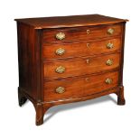 A mahogany bow front chest in the manner of Hepplewhite, 19th century, with four long graduated