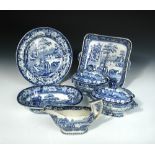 An extensive 19th century blue and white 'Richard Hamilton' pattern transfer printed dinner service,