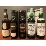 Single Malt Whisky. Lagavulin, aged 16 years, 1 litre; Glenfiddich Solera Reserve aged 15 years,