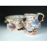 A 19th century Mason's imari two handled footbath and water jug, decorated with the 'Hydra Japan'