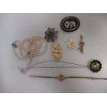 Rotary 9ct lady's watch, a bar brooch and costume jewellery